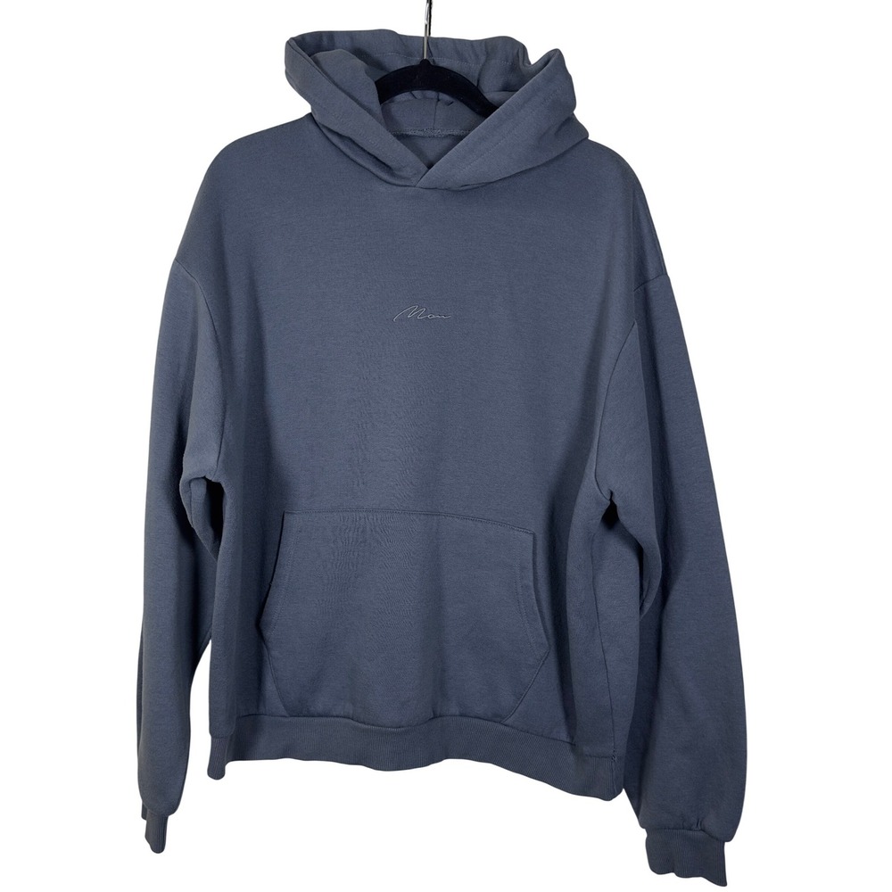 Boohooman Man‎ Signature Embroidered Pullover Boxy Hoodie Size L